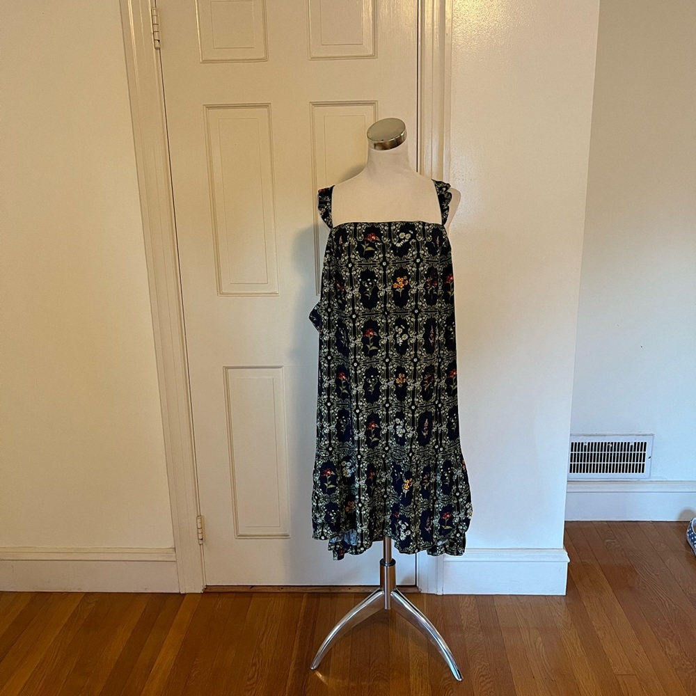 Aguabendita X Target Floral Tile Print Navy Sundress with Pockets 4x